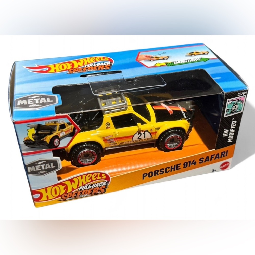 Yellow Porsche 914 Safari Pull-Back Toy Car